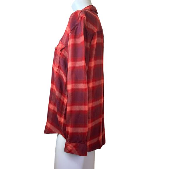 Gap x Pendleton Red Flannel Viscose Soft Plaid Button Down Shirt sz M EUC - Picture 4 of 8